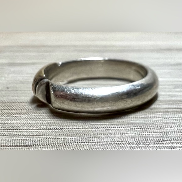 Vintage Designer Signed Sterling Silver/14K Gold Modernist Band Ring, Size 6 - Picture 2 of 8